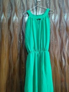 Green Jumpsuit + Pink Korean Dress