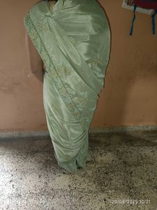 Crape Elegant Green Saree