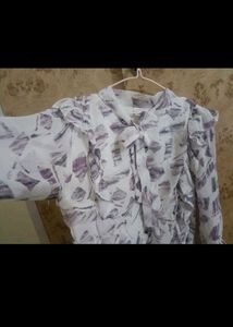 Floral Ruffle Tie Neck Top