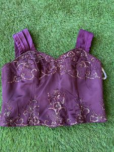 Handwork Embroidered Top - Wine Color