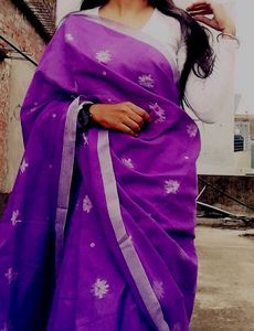 Purple Floral Saree with readymade blouse