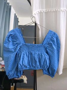 Blue Puff Sleeve Top