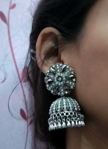 Oxidize Silver Jhumka