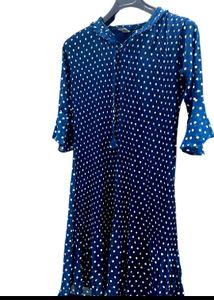 Navy Polka Dot Midi Dress