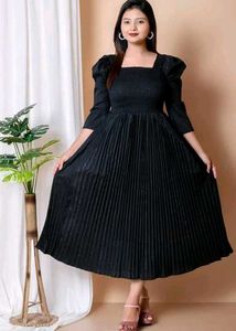 Black Pleated Midi Dress