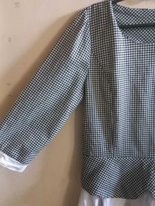 Checkered Peplum Top