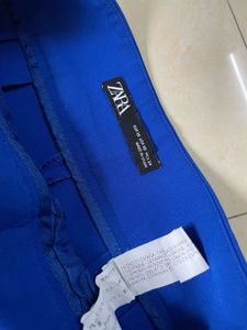 ZARA BLUE HIGH WAISTED TROUSERS