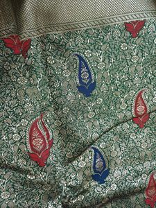 💥🆕️ Heavy Woven Green Silk Saree