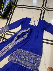 Georgette Embroidery Women Stitched Kurti Sharara