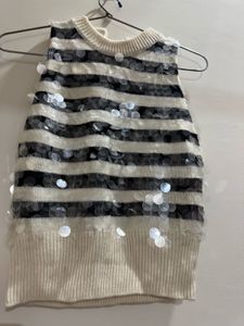 Striped Sequin Knit Top