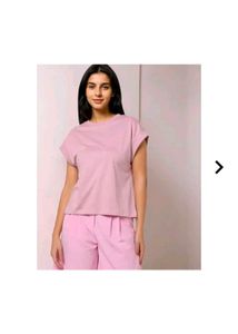 Women's Light Pink Solid Cap Sleeve Cotton T-Shirt