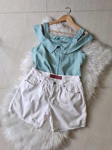 GUESS White Denim Shorts