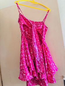 Pink Floral Tiered Mini Dress