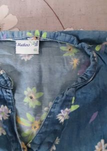 Floral denim blue feeding top