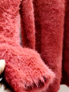 premium imported red eyelash knit turtleneck sweat