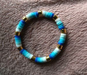 Blue clay beads bracelets set