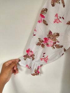 White Pink Floral Top