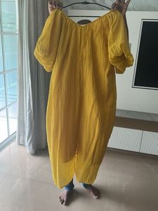 Lovely Yellow Midi With Puff Sleeves