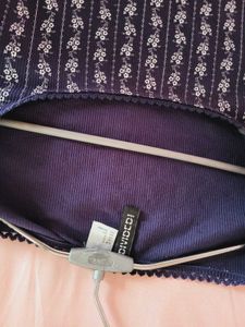 H&amp;M Lace Detail Floral Long Sleeve Ribbed Top/ S