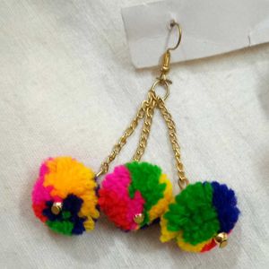Colorful Pom-Pom Earrings