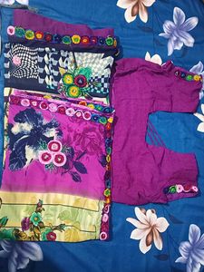 Beautiful Unstitched Saree With Blouse 35 Inch