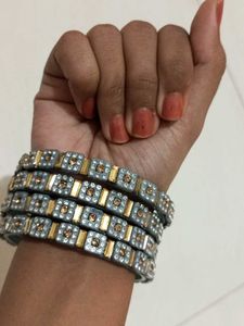 Sparkly Silver & Gold Bangle Set