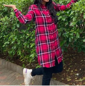 Red Plaid Tunic Shirt