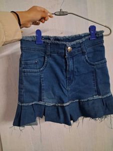 Upcycled Denim Self Design Skirt