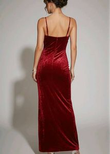 Red Velvet Bodycon Maxi Dress