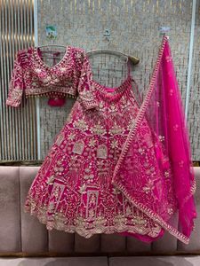 Pink Embroidered Lehenga Choli with Dupatta
