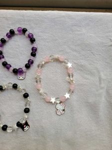 kuromi and hello kitty matching beaded bracelet