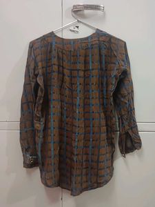 Vintage Plaid Button-Up Top