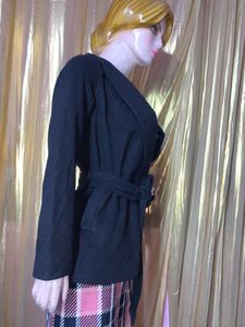 Elegant Black Belted Coat 2dec6