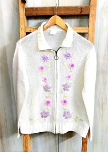 Embroidery Work Offwhite Sweater Size-38-40