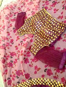 Burgundy &amp; Pink Floral Leghanga