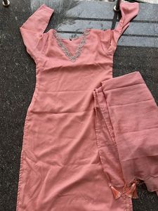 Elegant Peach Kurta Set Large zize