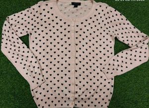Imported Heart Print Cardigan
