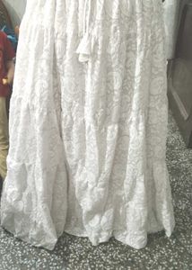 White Embroidered Maxi Skirt