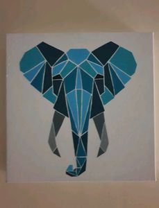 Mosaic Blue Elephant Painting