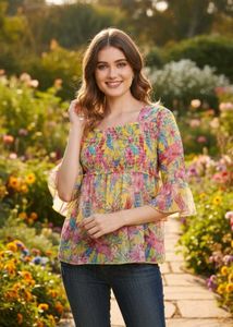 Floral Print Yellow Top