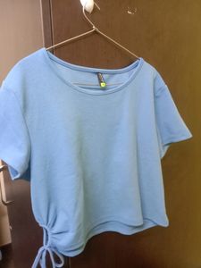 Crop Top Blue, Side Tighup, Xl/ Xxl
