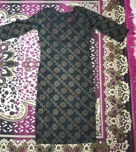 Black And Golden Printed Kurta