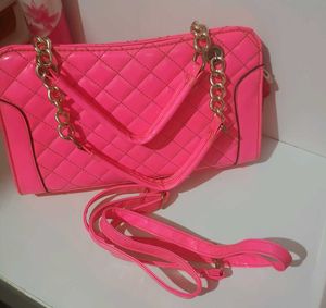 Hot Pink Quilted Chain Bag