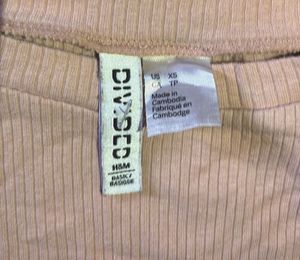 H&amp;M Peach Ribbed Long Sleeve Top