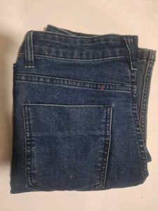 Dark Blue Flared Denim Jeans