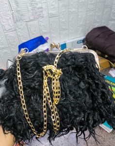 Funky Black Faux Fur Clutch