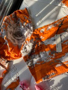 Floral orange crop top