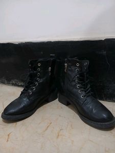 Genuine Black Ankle Leather Boots