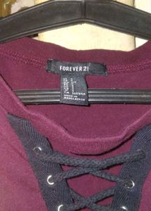 Burgundy Lace-Up Tee