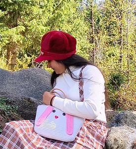 Red Beret Hat with Bow